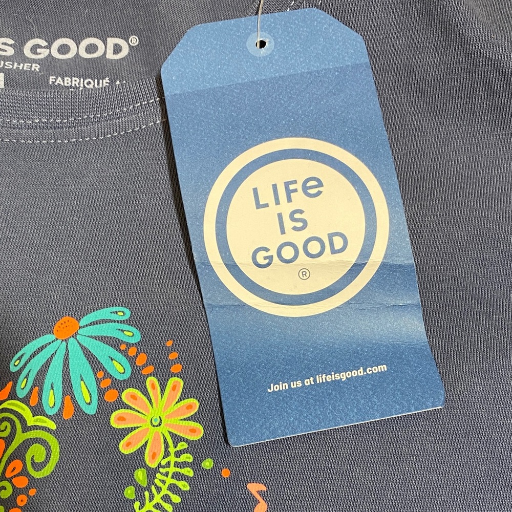 Life Is Good Women’s Floral Treble Clef Graphic Short Sleeved Tee - size-L  NWT - Picture 6 of 7